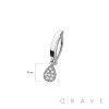316L SURGICAL STEEL MULTI CZ TEAR DROP RAIL CLICKER BELLY RING